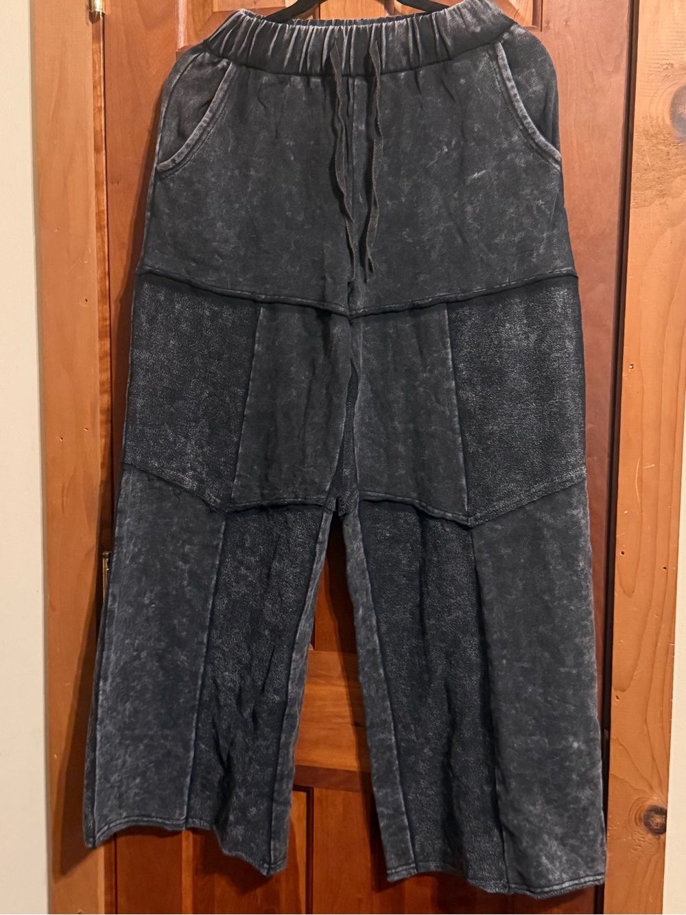 Women’s Boho Washed Black Wide Leg Pants - Picture 2 of 6